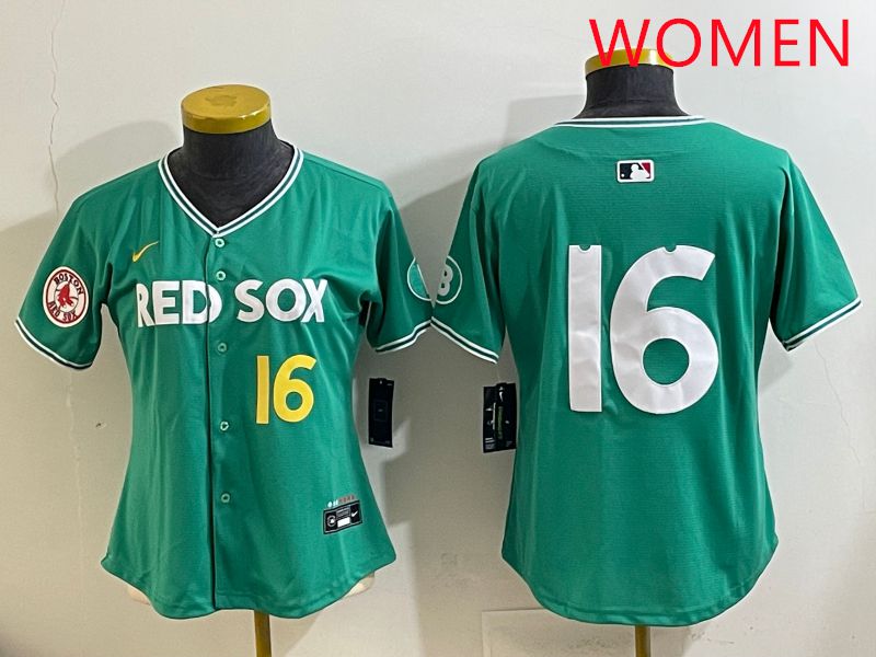 Women Boston Red Sox #16 No Name Green Joint Name Nike 2025 MLB Jersey style 7